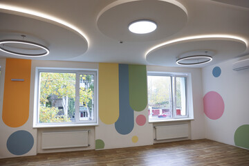 Empty room with stylish design at school