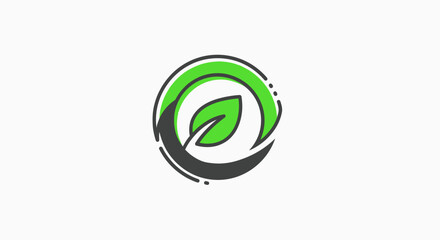 Eco-Friendly Sustainability Logo Featuring Leaf and Circular