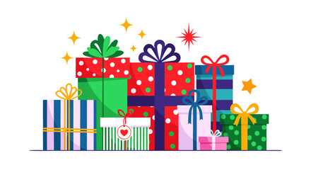 Vibrantly Wrapped Assortment of Colorful Celebration Gift Boxes for Special Occasions and Joyful Moments