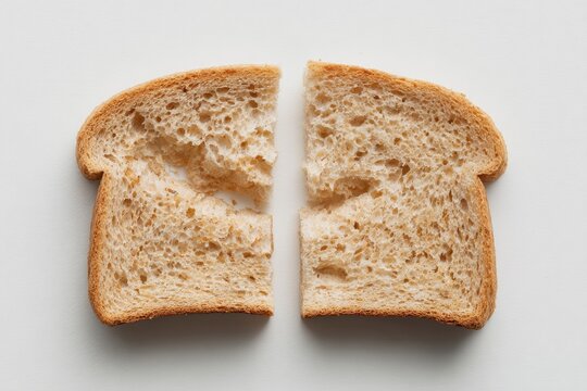 Two halves of toasted bread, sliced and separated - Powered by Adobe