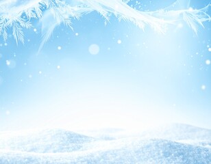 Winter Frost Background &ndash; Soft Snowy Hills and Icy Blue Forest