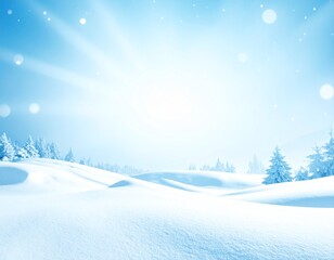 Winter Frost Background &ndash; Soft Snowy Hills and Icy Blue Forest