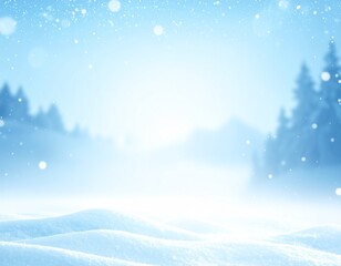 Winter Frost Background &ndash; Soft Snowy Hills and Icy Blue Forest
