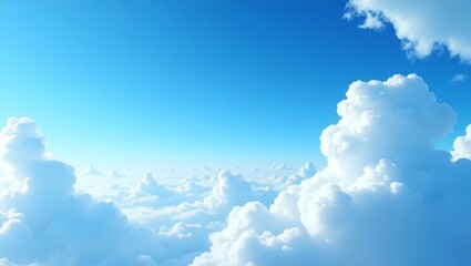 A view of bright blue sky with puffy clouds that evokes feelings of serenity and openness