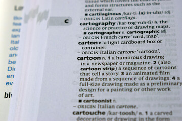 Definition Of English Dictionary Close Up Of Page With Word - cartoon