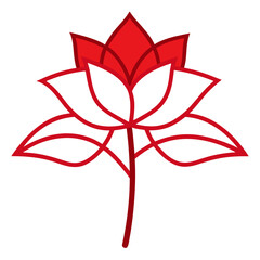 euphorbia milii red  line art flower