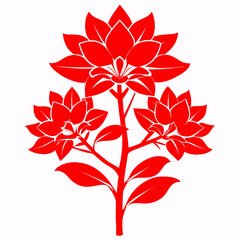 euphorbia milii red silhouette on white background