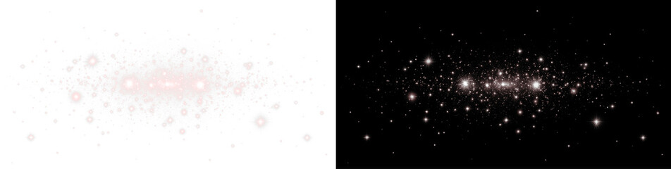 Luminous particles and light bursts create festive effects. Premium PNG