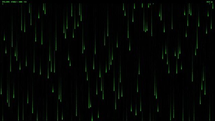 Abstract digital virus simulation with raining code, corrupted data blocks, and RGB-split glitch text effects, escalating from a stable green system to a fatal red system crash and blue screen 