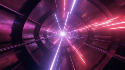 Abstract neon tunnel light speed warp background animation - Powered by Adobe
