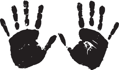  Hand print with left and right palm. Grunge silhouette vector illustration hand print isolated