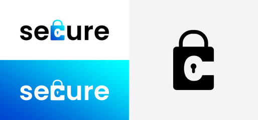 logo design with font variations and a protection concept. Vector illustration of an app security logo.