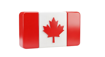 3D Canadian Flag Icon with Maple Leaf Canada