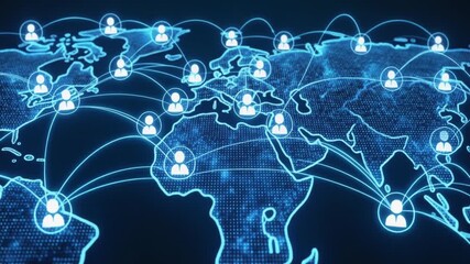Global network connections and digital world map with people icons - Powered by Adobe