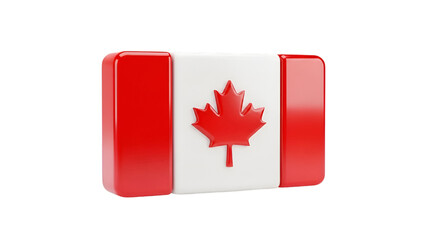 3D Canadian Flag Icon with Rounded Edges Canada national