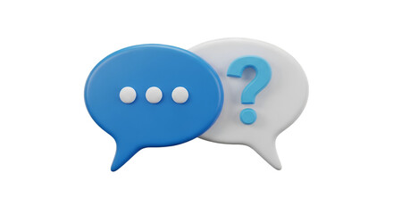 3D Speech Bubbles with Question Mark and Dots chat