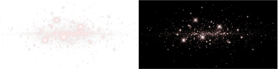 Luminous particles and light bursts create a transparent PNG overlay