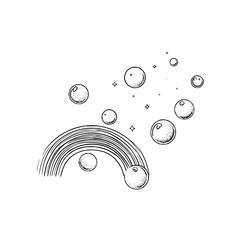 Rainbow bubbles drawing vector illustration with stars and dots for kids art and design projects vector