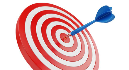 Blue Dart Embedded in the Center of a Red and White Target