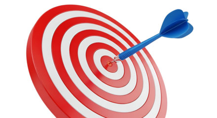 Blue Dart Embedded in the Center of a Red and White Target