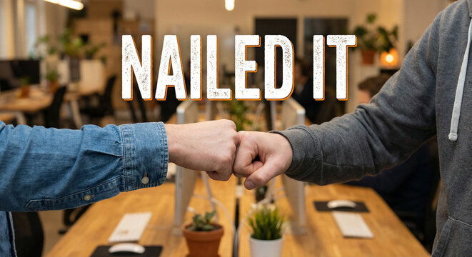 Fist Bump Celebration: "Nailed It" Success in the Office