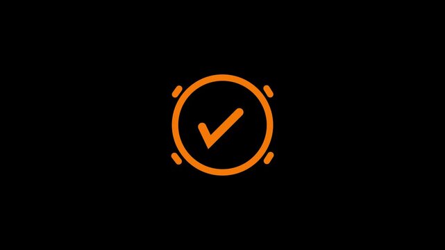 Technology clock icon with cheek mark icon animation . alarm sign with tick mark .