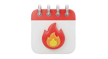 Calendar Icon with a Flame Symbol date event