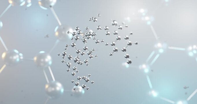 Isavuconazonium rotating 3d molecule, molecular structure of antifungal prodrug seamless video
