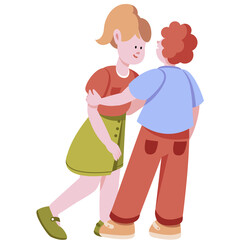 Joyful Childhood Friendship A Young Girl and Boy Embrace in a Playful Moment Captured in Vibrant Colors on a Transparent Background