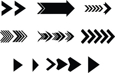 Diverse Collection of Arrow Designs in Black and White Showing Direction and Flow