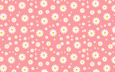 white daisies flower on soft pink background seamless pattern ai file