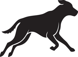Dynamic Black Dog Running Silhouette Vector Illustration