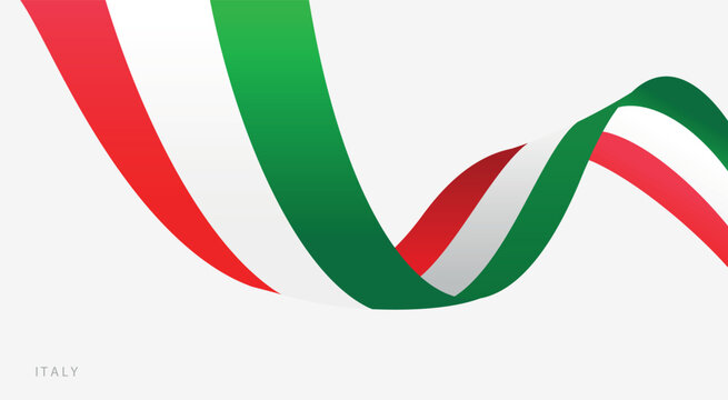 Italy Flag Ribbon Wave Vector Design. The flowing tricolor of green, white, and red creates a stylish composition perfect for use in travel, sports, cultural, and patriotic projects.