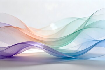Fototapeta premium Vibrant pastel fabric waves create a serene and modern abstract background for design projects.