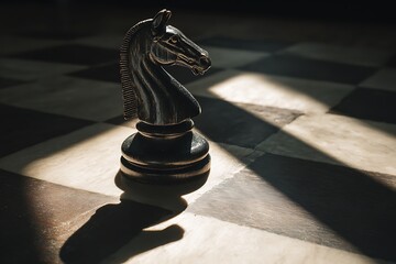 black chess knight pieces