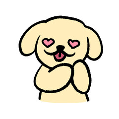 Sweet minimal-style illustration of a dog holding its paws to its chest with a heartwarming expression. The design conveys affection, gratitude, and festive warmth.