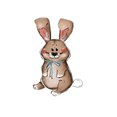 watercolor poster of wall art  easter bunny
