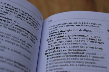 English Dictionary Page Close Up With The Word Of -broadband