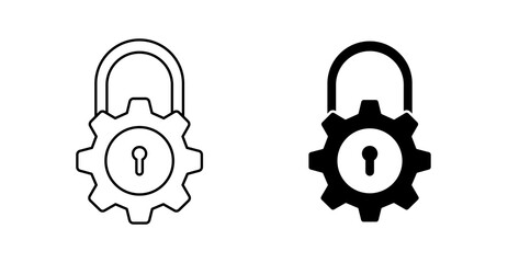 Gear Padlock Security Icon, Secure Settings