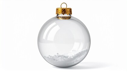 Christmas glass ornament ball with golden cap, isolated on a white background