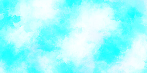 Watercolor blue water backgr. Decorative plaster with the effect of wet sil in grunge style blue skt white clouds simple photk. Delicate turquoise texture.ound. Hand painted watercolor sky and clouds,