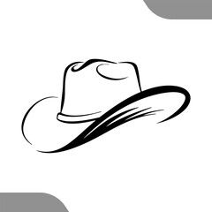 Abstract cowboy hat minimalist line art illustration western style vector