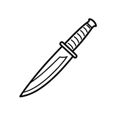 Sharp kitchen knife line art illustration on a clean white background