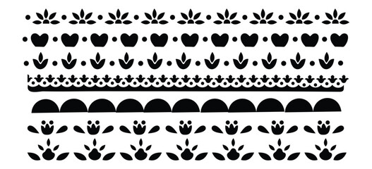 Horizontal border mexican ornament design vector illustration. Decorative hispanic folk divider template.