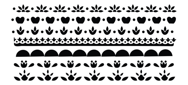 Horizontal border mexican ornament design vector illustration. Decorative hispanic folk divider template.