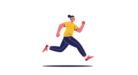 Obraz premium Energetic young woman in athletic wear running with great speed and determination symbolizing fitness and a healthy lifestyle.