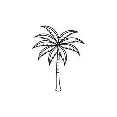 Simple palm tree outline graphic on a white background