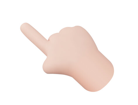 3d hand with click finger. Index finger points to the left. Stock vector illustration on isolated background. 