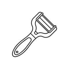 Modern kitchen peeler outline icon on white background