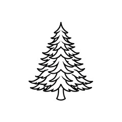 Simple pine tree outline graphic on white background